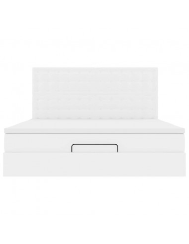 Struttura Letto Pouf con Materasso Bianco 160x200 cm Similpelle