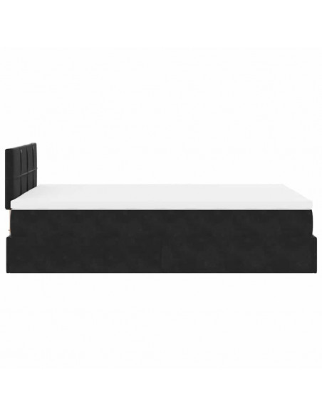 Struttura Letto Pouf con Materasso Nero 120x200 cm Velluto