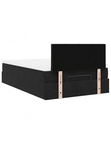 Struttura Letto Pouf con Materasso Nero 120x200 cm Velluto