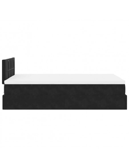 Struttura Letto Pouf con Materasso Nero 120x200 cm Velluto