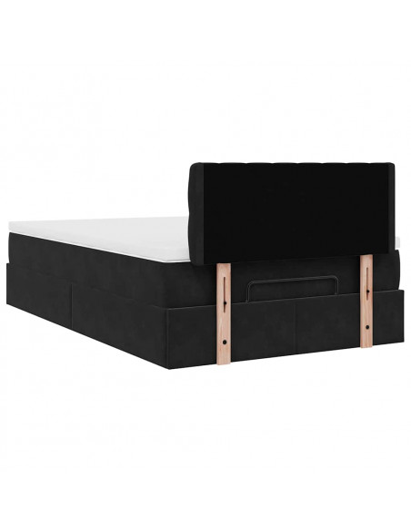 Struttura Letto Pouf con Materasso Nero 120x200 cm Velluto