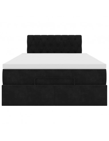 Struttura Letto Pouf con Materasso Nero 120x200 cm Velluto