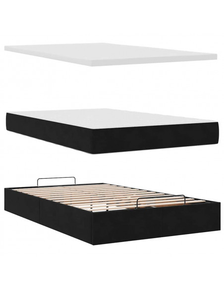 Struttura Letto Pouf con Materasso Nero 120x200 cm Velluto