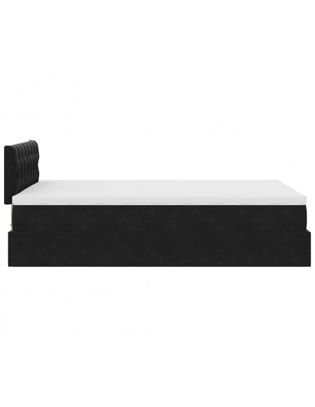 Struttura Letto Pouf con Materasso Nero 120x200 cm Velluto