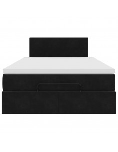 Struttura Letto Pouf con Materasso Nero 120x200 cm Velluto 2