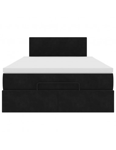 Struttura Letto Pouf con Materasso Nero 120x200 cm Velluto