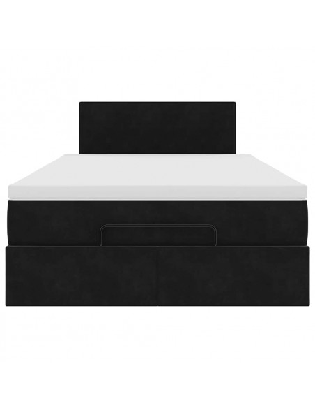 Struttura Letto Pouf con Materasso Nero 120x200 cm Velluto