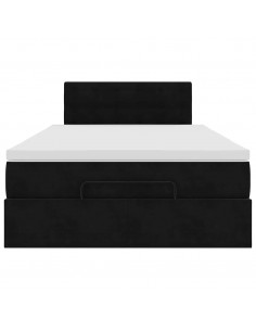 Struttura Letto Pouf con Materasso Nero 120x200 cm Velluto 2