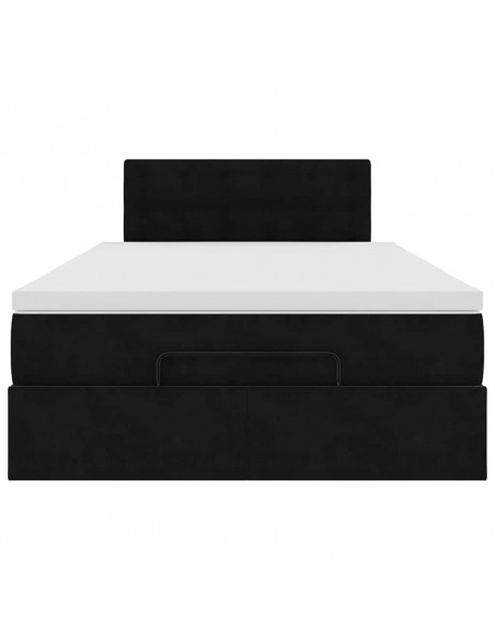 Struttura Letto Pouf con Materasso Nero 120x200 cm Velluto