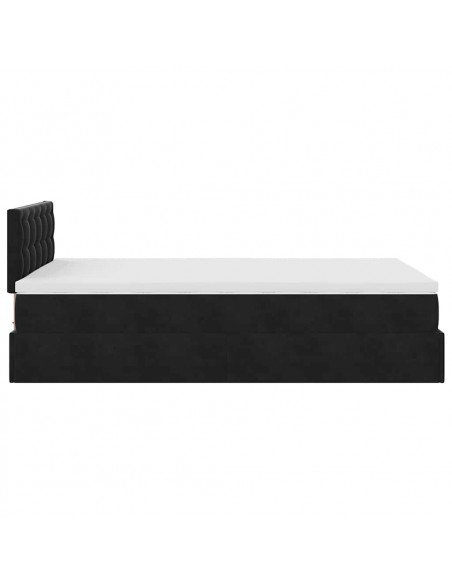 Struttura Letto Pouf con Materasso Nero 120x200 cm Velluto
