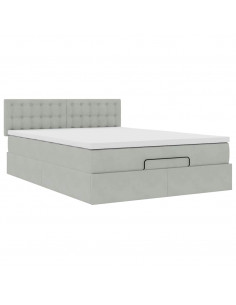 Struttura Letto Pouf con Materasso 140x190 cm Velluto 2