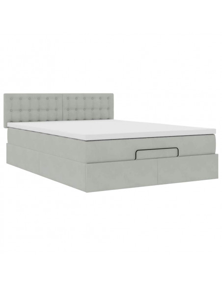 Struttura Letto Pouf con Materasso 140x190 cm Velluto