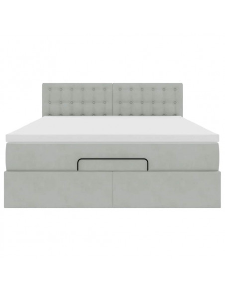 Struttura Letto Pouf con Materasso 140x190 cm Velluto