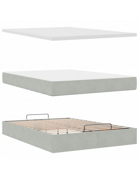 Struttura Letto Pouf con Materasso 140x190 cm Velluto