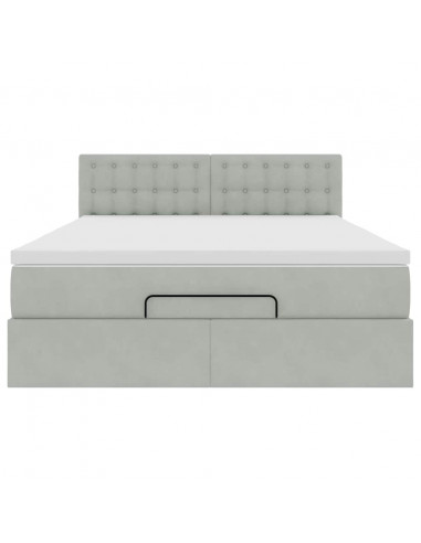 Struttura Letto Pouf con Materasso 140x190 cm Velluto