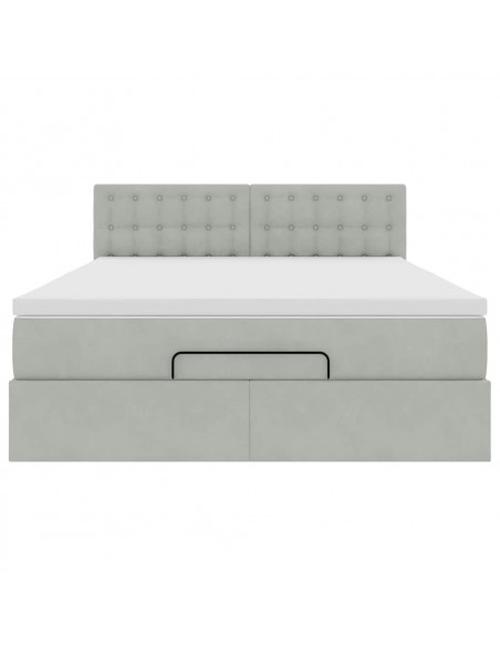 Struttura Letto Pouf con Materasso 140x190 cm Velluto