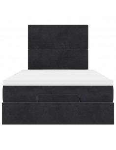 Struttura Letto Pouf con Materassi Nero 120x200 cm Velluto 2