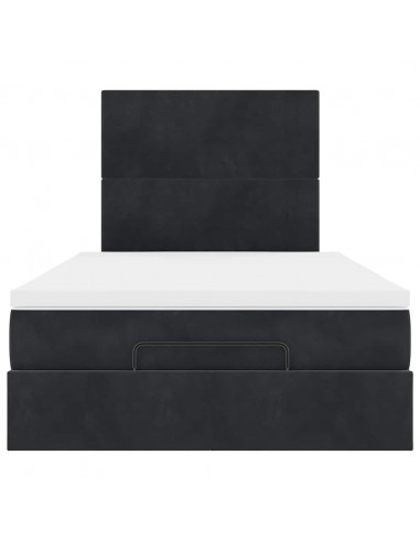 Struttura Letto Pouf con Materassi Nero 120x200 cm Velluto