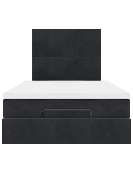 Struttura Letto Pouf con Materassi Nero 120x200 cm Velluto