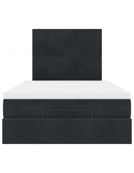 Struttura Letto Pouf con Materassi Nero 120x200 cm Velluto