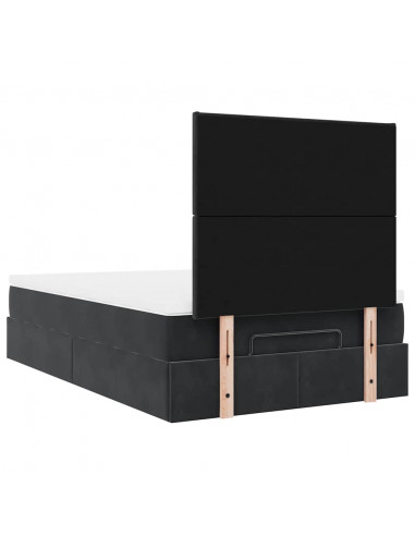 Struttura Letto Pouf con Materassi Nero 120x200 cm Velluto