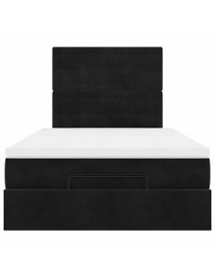 Struttura Letto Pouf con Materassi Nero 120x200 cm Velluto 2