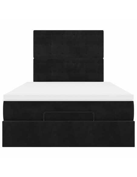 Struttura Letto Pouf con Materassi Nero 120x200 cm Velluto