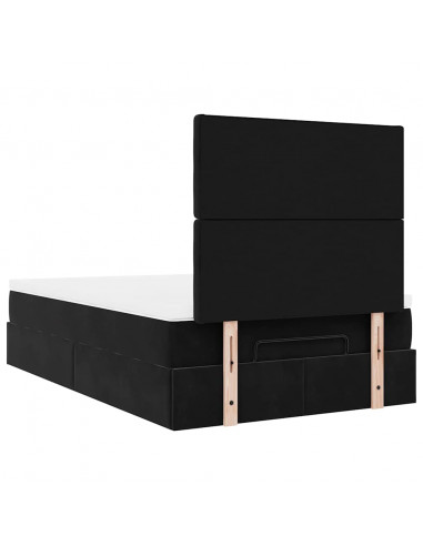 Struttura Letto Pouf con Materassi Nero 120x200 cm Velluto