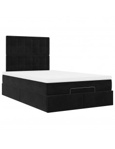 Struttura Letto Pouf con Materassi Nero 120x200 cm Velluto 2