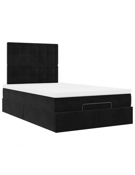 Struttura Letto Pouf con Materassi Nero 120x200 cm Velluto