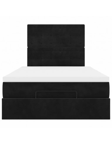 Struttura Letto Pouf con Materassi Nero 120x200 cm Velluto