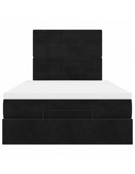 Struttura Letto Pouf con Materassi Nero 120x200 cm Velluto