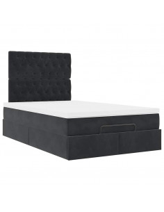 Struttura Letto Pouf con Materassi Nero 120x200 cm Velluto 2