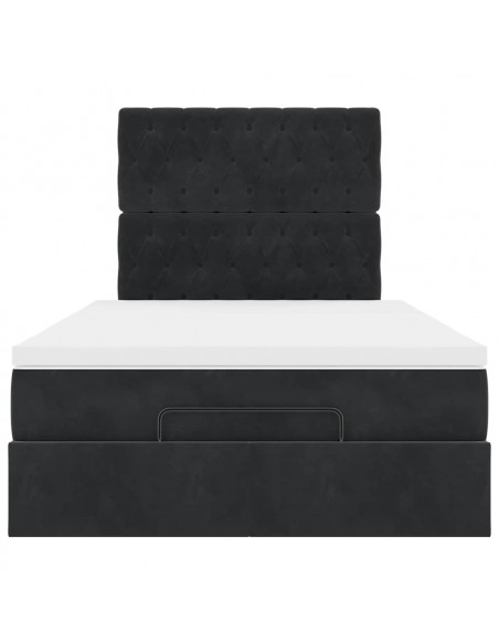 Struttura Letto Pouf con Materassi Nero 120x200 cm Velluto