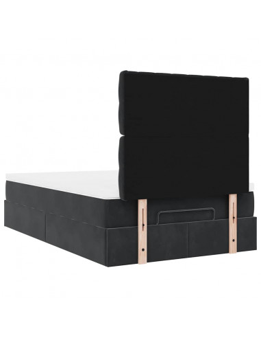 Struttura Letto Pouf con Materassi Nero 120x200 cm Velluto