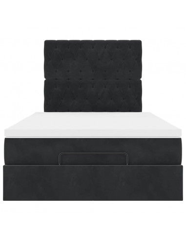 Struttura Letto Pouf con Materassi Nero 120x200 cm Velluto
