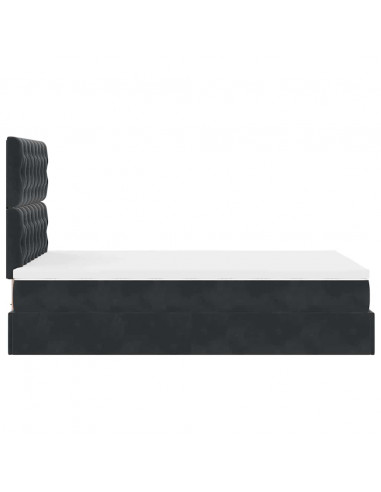 Struttura Letto Pouf con Materassi Nero 120x200 cm Velluto
