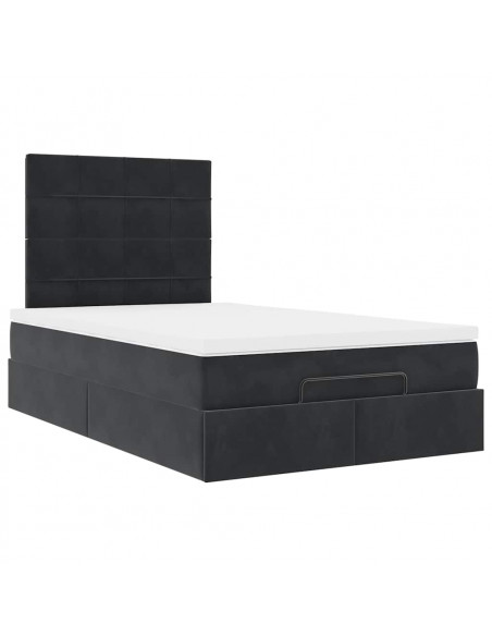 Struttura Letto Pouf con Materassi Nero 120x200 cm Velluto