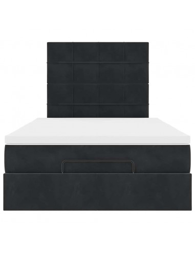 Struttura Letto Pouf con Materassi Nero 120x200 cm Velluto