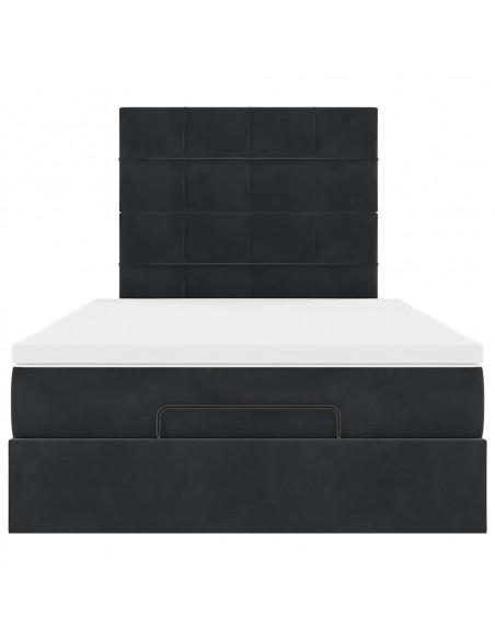 Struttura Letto Pouf con Materassi Nero 120x200 cm Velluto