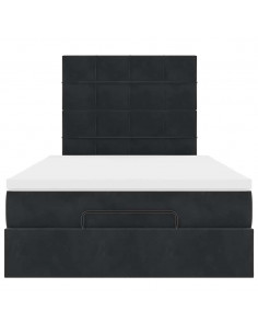 Struttura Letto Pouf con Materassi Nero 120x200 cm Velluto 2