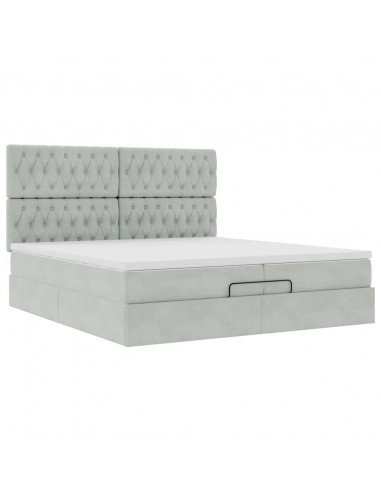 Struttura Letto Pouf con Materassi 200x200 cm Velluto