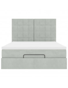 Struttura Letto Pouf con Materassi 140x190 cm Velluto 2