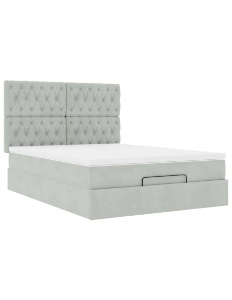 Struttura Letto Pouf con Materassi 140x190 cm Velluto