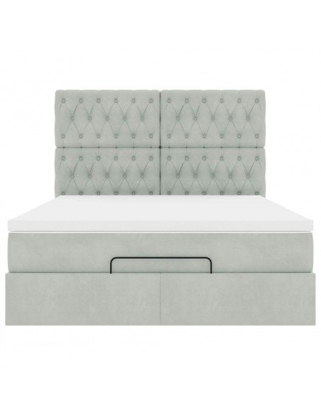 Struttura Letto Pouf con Materassi 140x190 cm Velluto