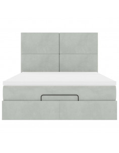 Struttura Letto Pouf con Materassi 140x190 cm Velluto 2