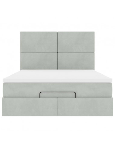 Struttura Letto Pouf con Materassi 140x190 cm Velluto