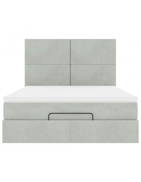 Struttura Letto Pouf con Materassi 140x190 cm Velluto