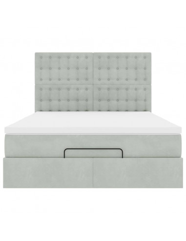 Struttura Letto Pouf con Materassi 140x190 cm Velluto