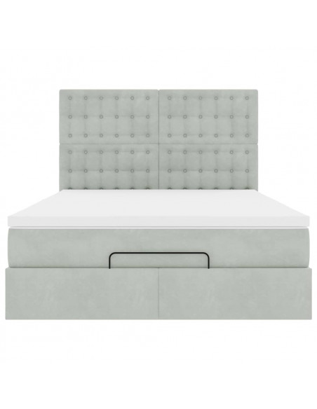Struttura Letto Pouf con Materassi 140x190 cm Velluto